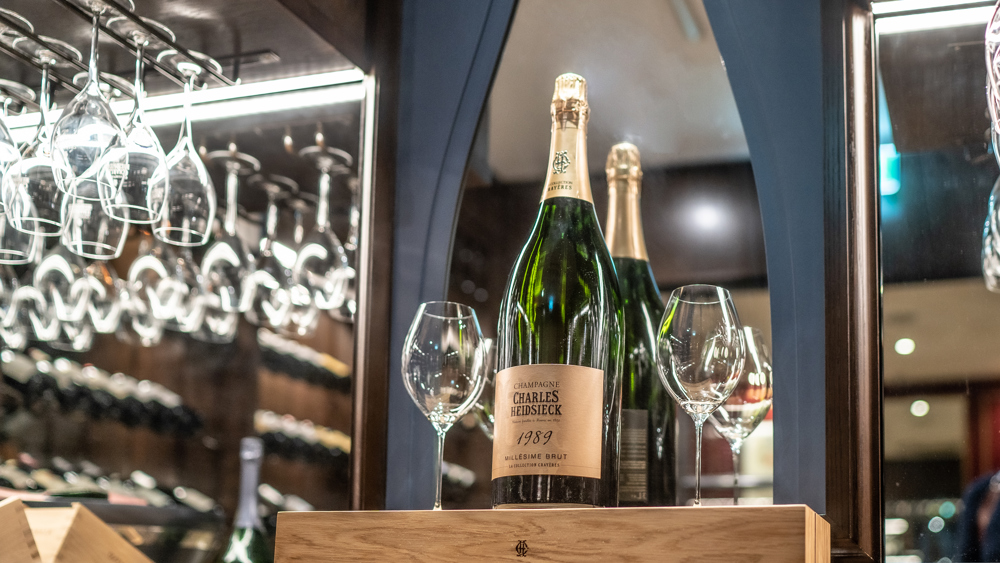 Two glasses of Charles Heidsieck Brut Réserve at Number One