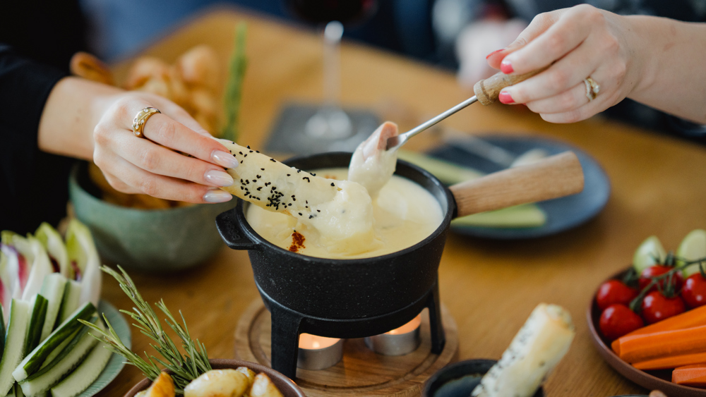 Vegetarian Cheese Fondue for Two