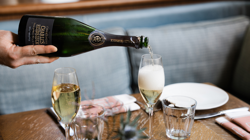 Two glasses of Charles Heidsieck Brut Réserve at Brasserie Prince